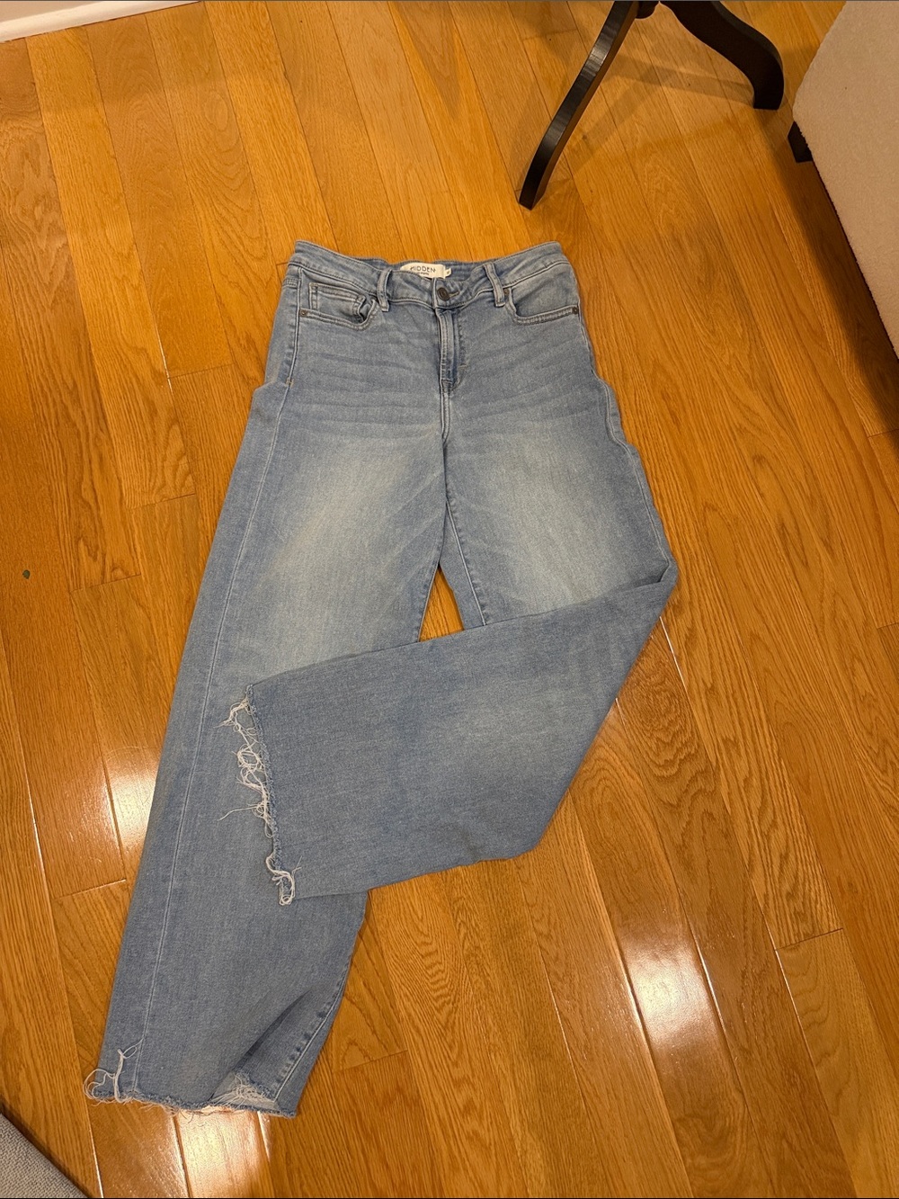 Hidden jeans Light Wash High-Rise Wide Leg Jeans with Frayed Hem